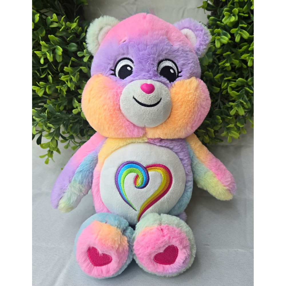 Care Bears Togetherness Bear 14" Plush 2021 Basic Fun Rainbow Tie Dye Stuffed To